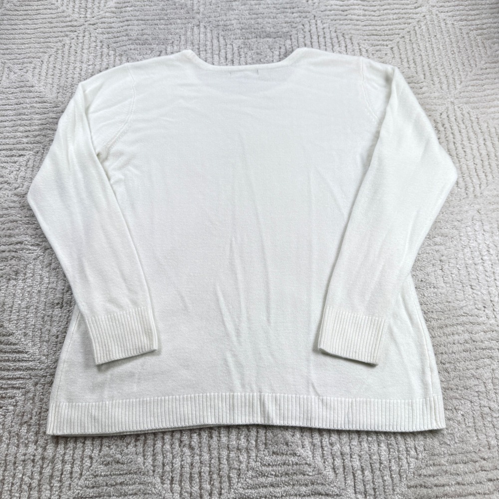 Napa Valley Cable Knit Sweater Womens PXL White Long Sleeve Preppy Cozy Soft - Picture 2 of 8